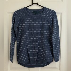 KAREN SCOTT navy blue cotton tuck-stitch sweater